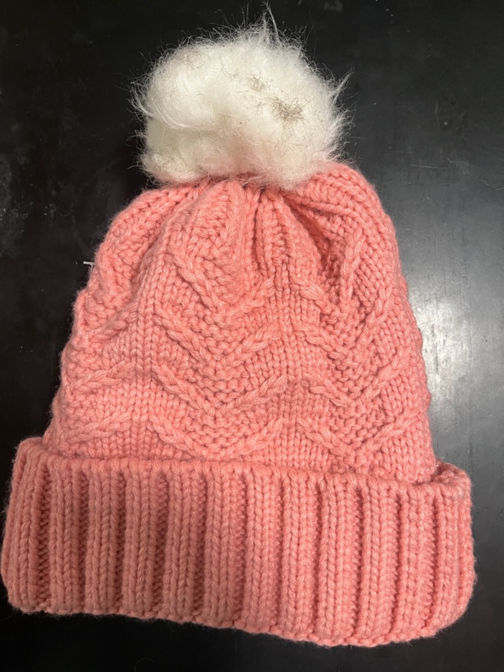 Soft Pink Knit Pom Beanie Hat